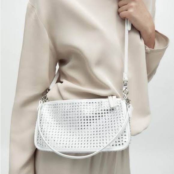 Zara Handbags - NWT Zara White Crystal Shoulder Bag